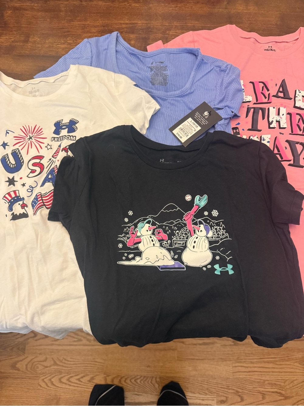 Under Armour Kids Black Snowman Graphic Tee with Teal & Pink Accents